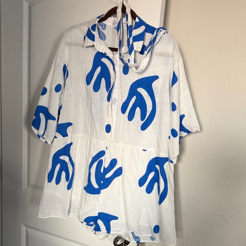 Petal & Pup White and Blue Printed Jumpsuit Pantsuit